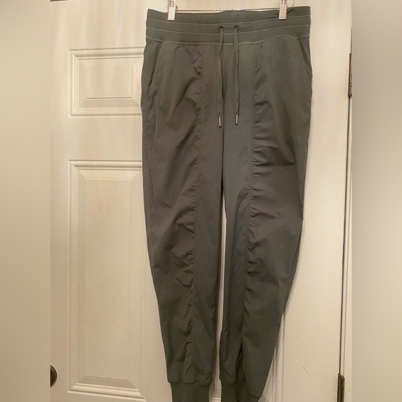 Brown, bone and green Lululemon midrise joggers. Bone has a light lining. Size 8 - Picture 3 of 7